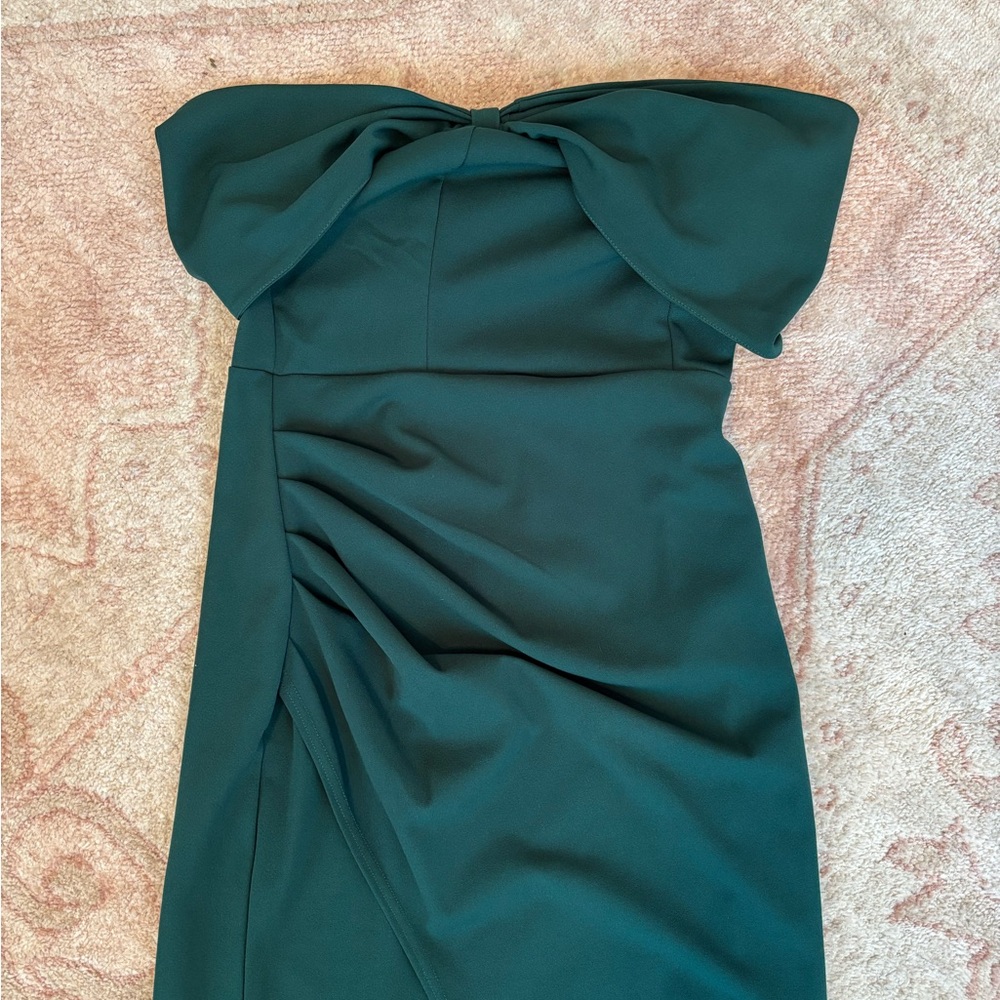 Club L London Green Ruched Tie Front Sheath Dress